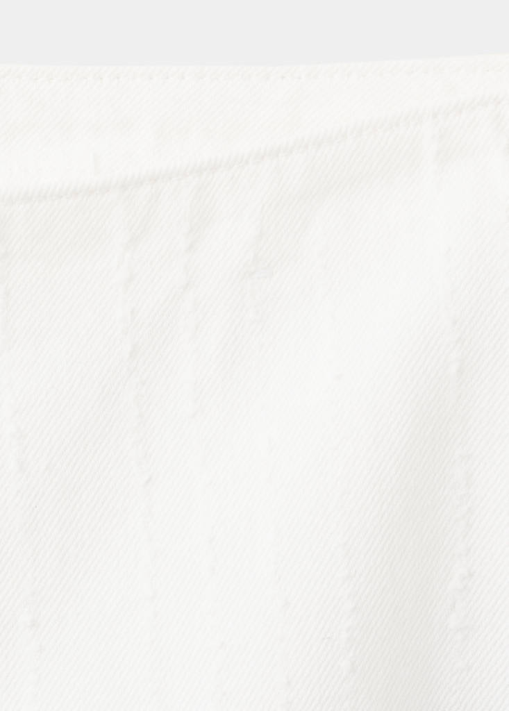 Low-waist striped texture jeans — White