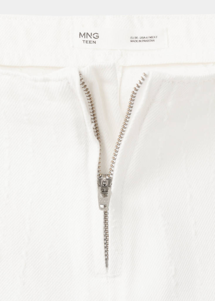 Low-waist striped texture jeans — White