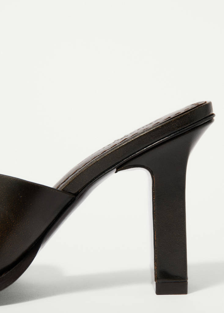 Leather block-heel sandals — Chocolate