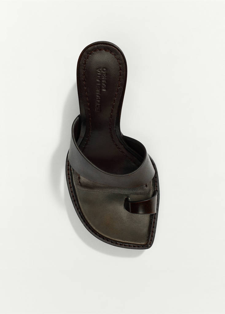 Leather block-heel sandals — Chocolate