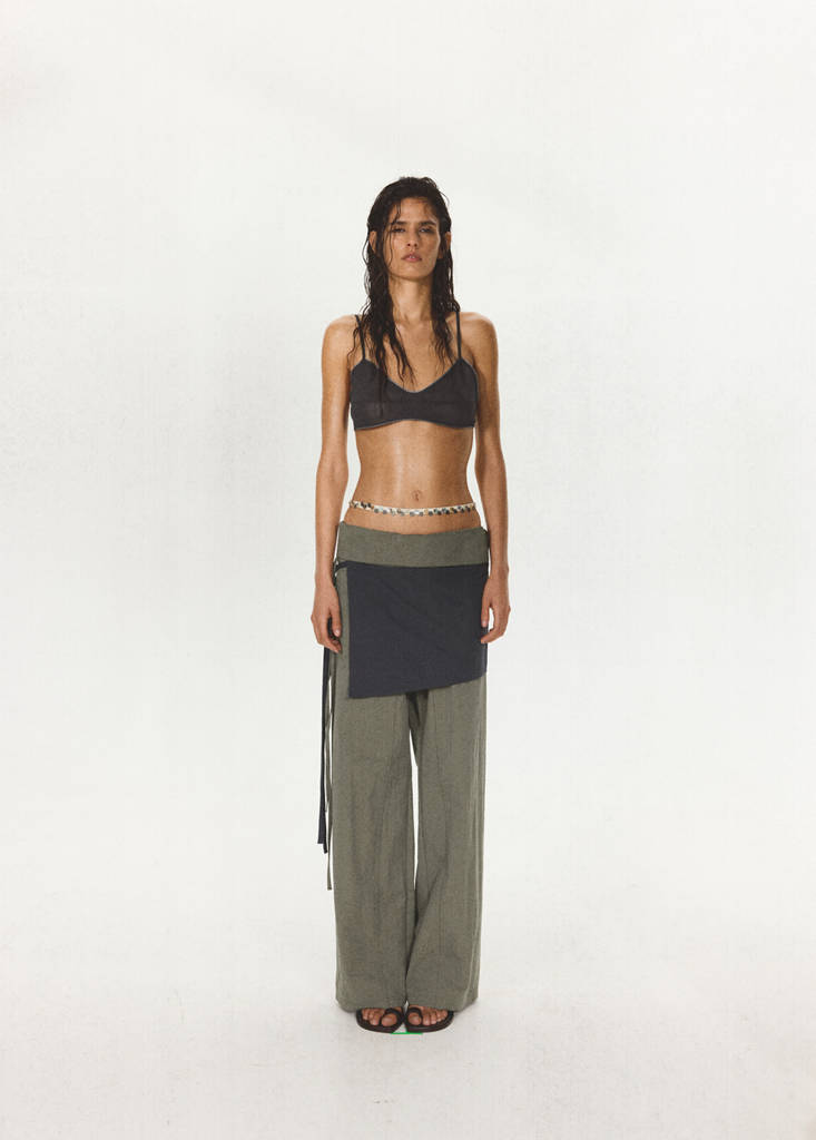 Semi-transparent knitted crop top — Dark Blue
