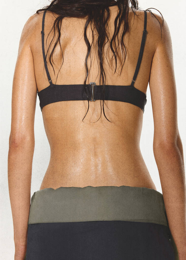 Semi-transparent knitted crop top — Dark Blue