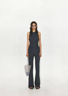 Ribbed flared trousers with bow detail — Dark Blue 2