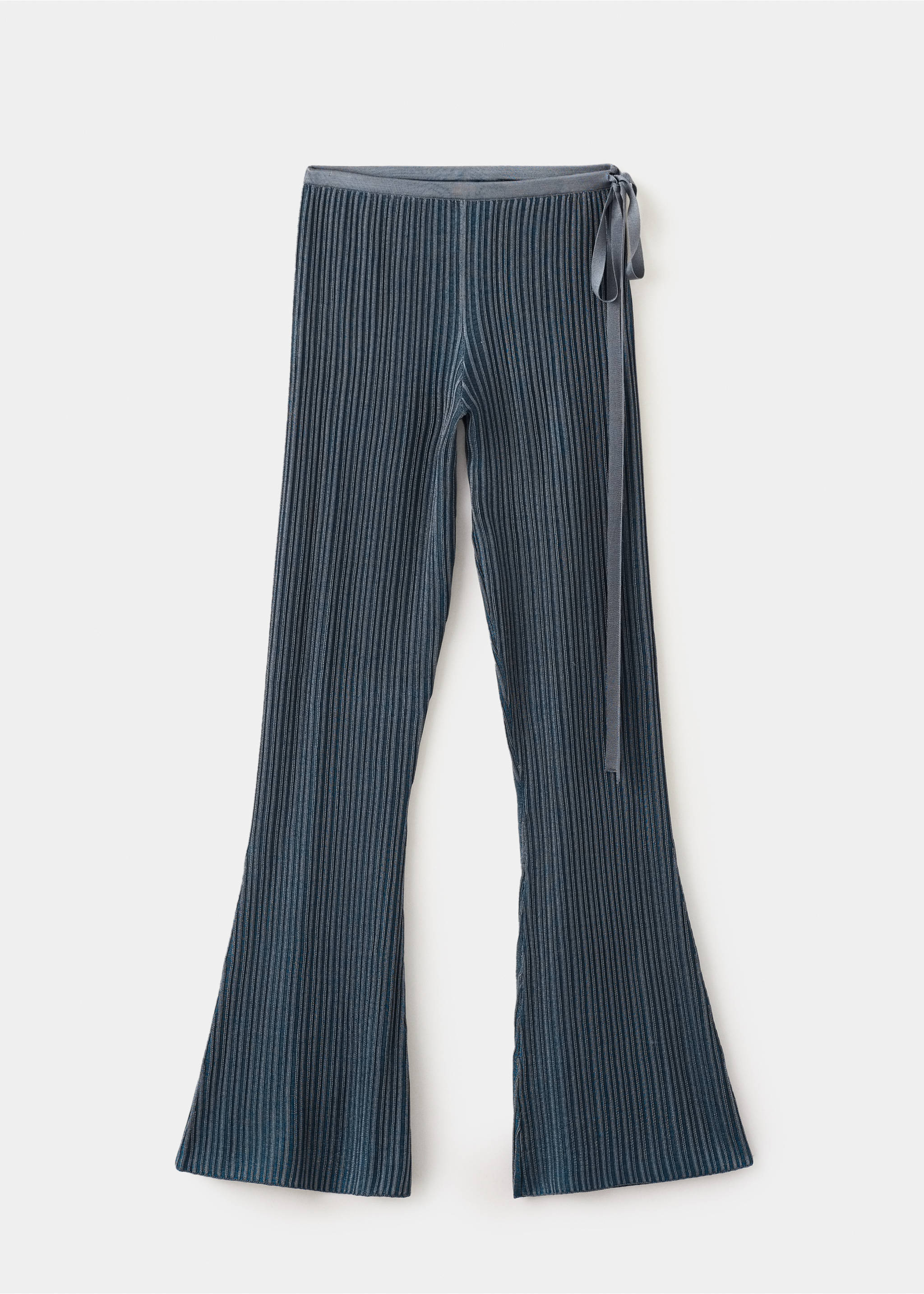 Textured striped knit trousers - Article without model, Dark Blue. Ref: 37041447-00.