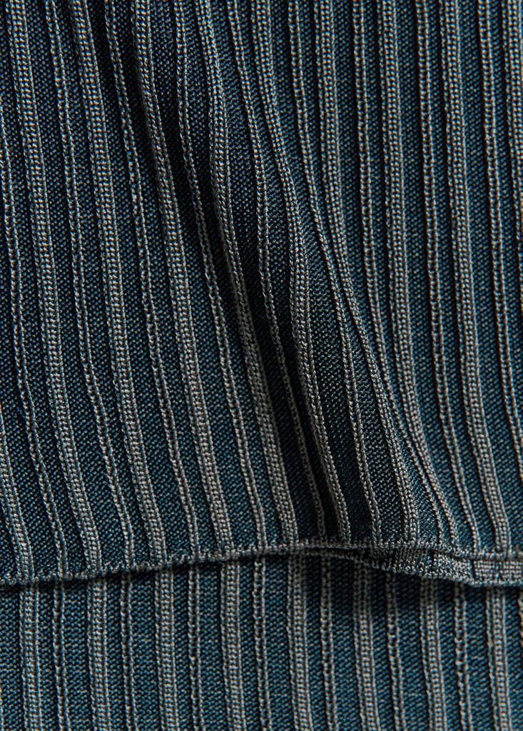 Ribbed flared trousers with bow detail — Dark Blue