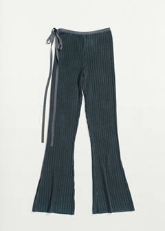 Ribbed flared trousers with bow detail — Dark Blue 5