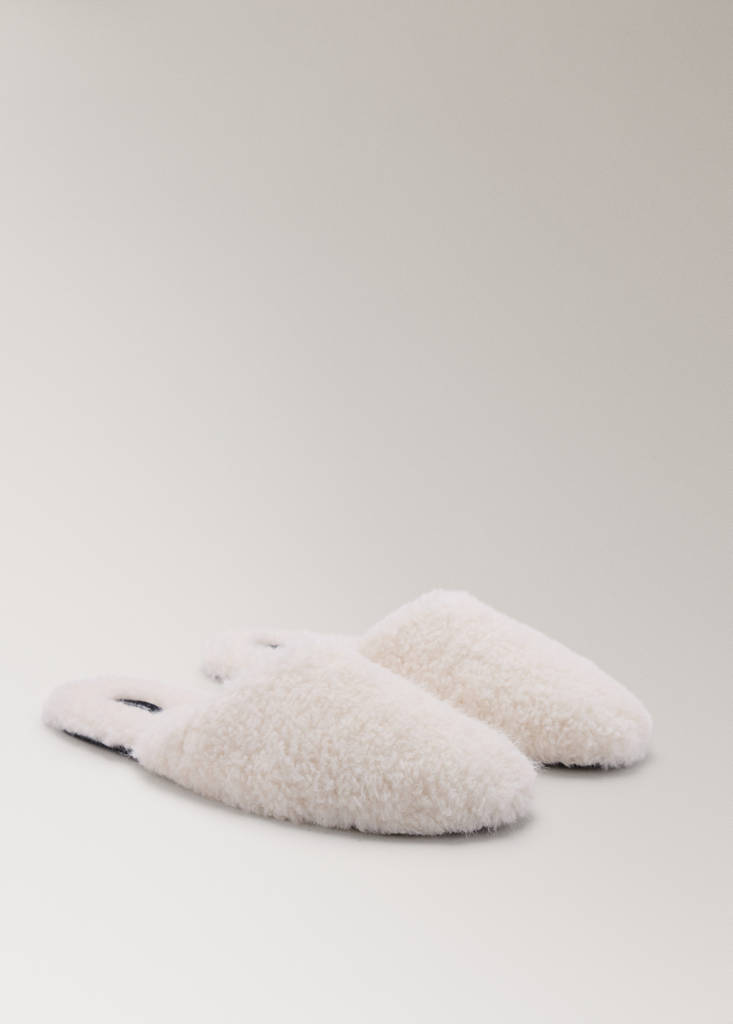 Shearling sneakers with a rounded toe — Ecru