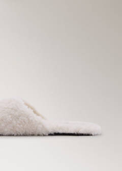 Shearling sneakers with a rounded toe — Ecru 2