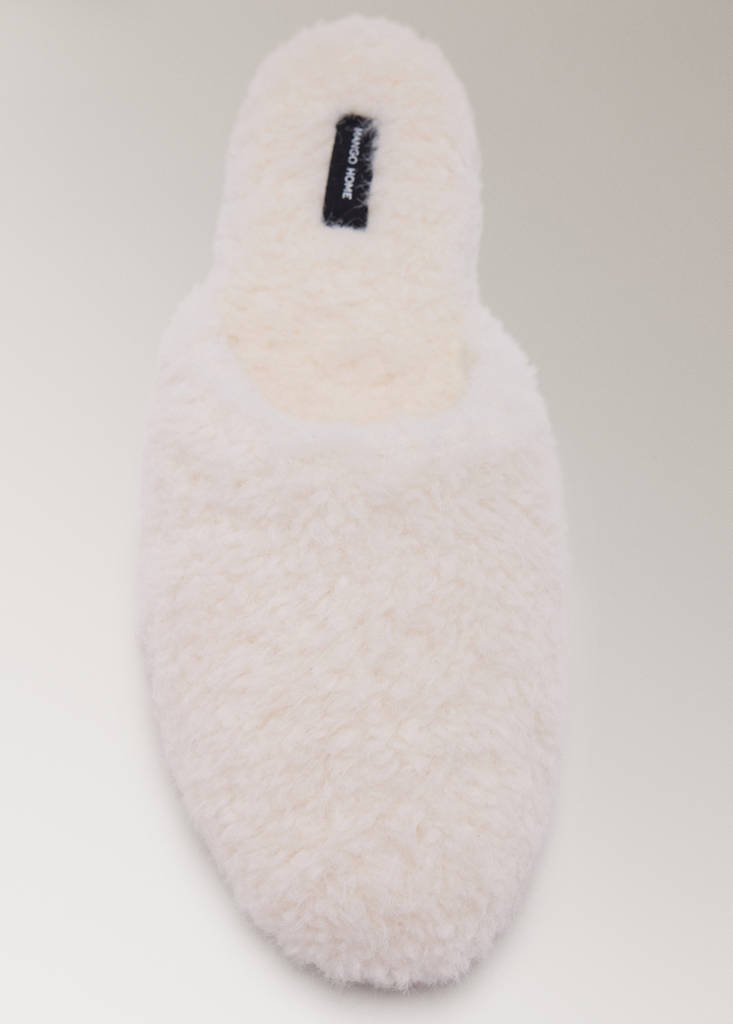 Shearling sneakers with a rounded toe — Ecru