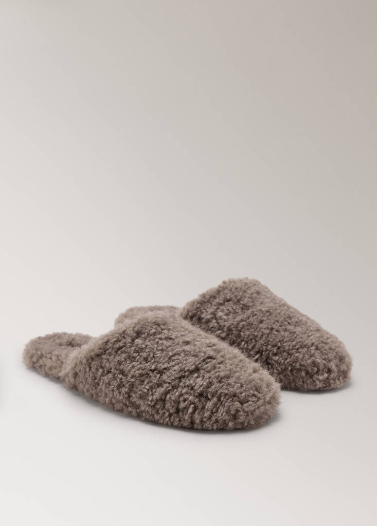 Shearling sneakers with a rounded toe — Medium Brown