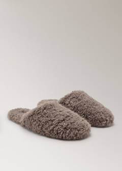 Shearling sneakers with a rounded toe — Medium Brown 1