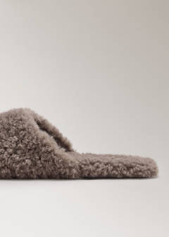 Shearling sneakers with a rounded toe — Medium Brown 2