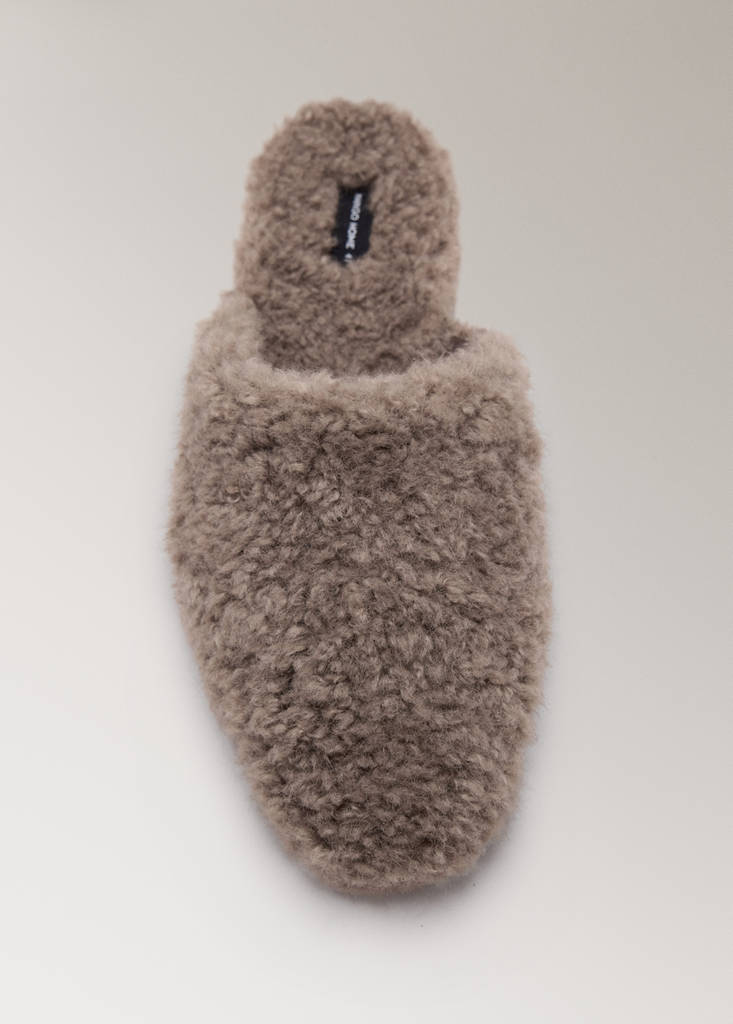 Shearling sneakers with a rounded toe — Medium Brown