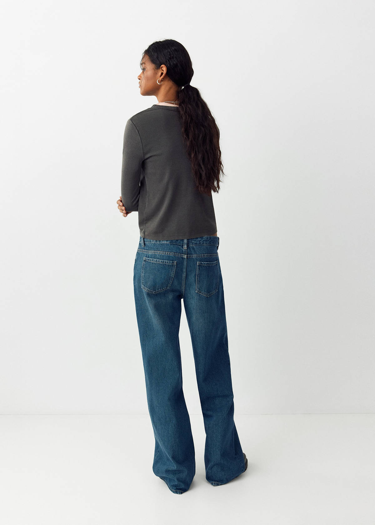 Straight-leg jeans with a cross-over fastening — Medium Vintage Blue