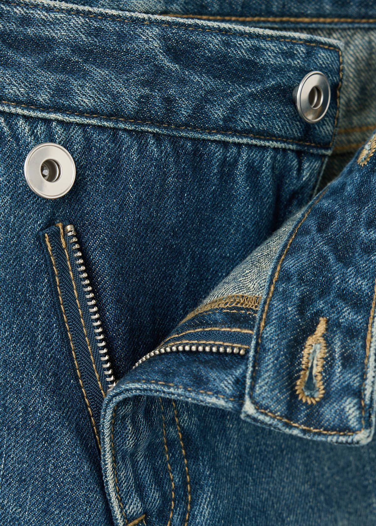 Straight-leg jeans with a cross-over fastening — Medium Vintage Blue
