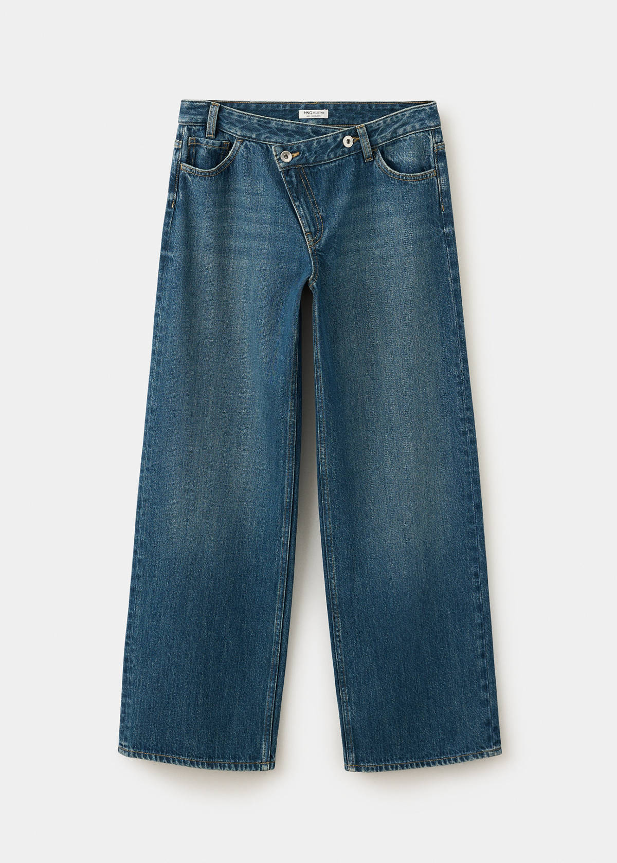 Straight-leg jeans with a cross-over fastening — Medium Vintage Blue