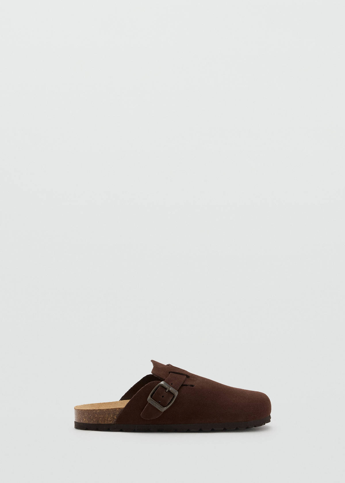 Leather clogs with buckle — Chocolate