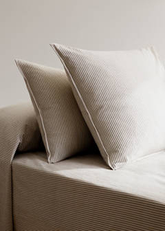 Two seersucker cotton pillowcases with fine stripes 60x60 cm — Coffee 1