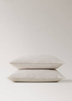 Two seersucker cotton pillowcases with fine stripes 60x60 cm — Coffee 2