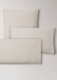 Two seersucker cotton pillowcases with fine stripes 60x60 cm — Coffee 5