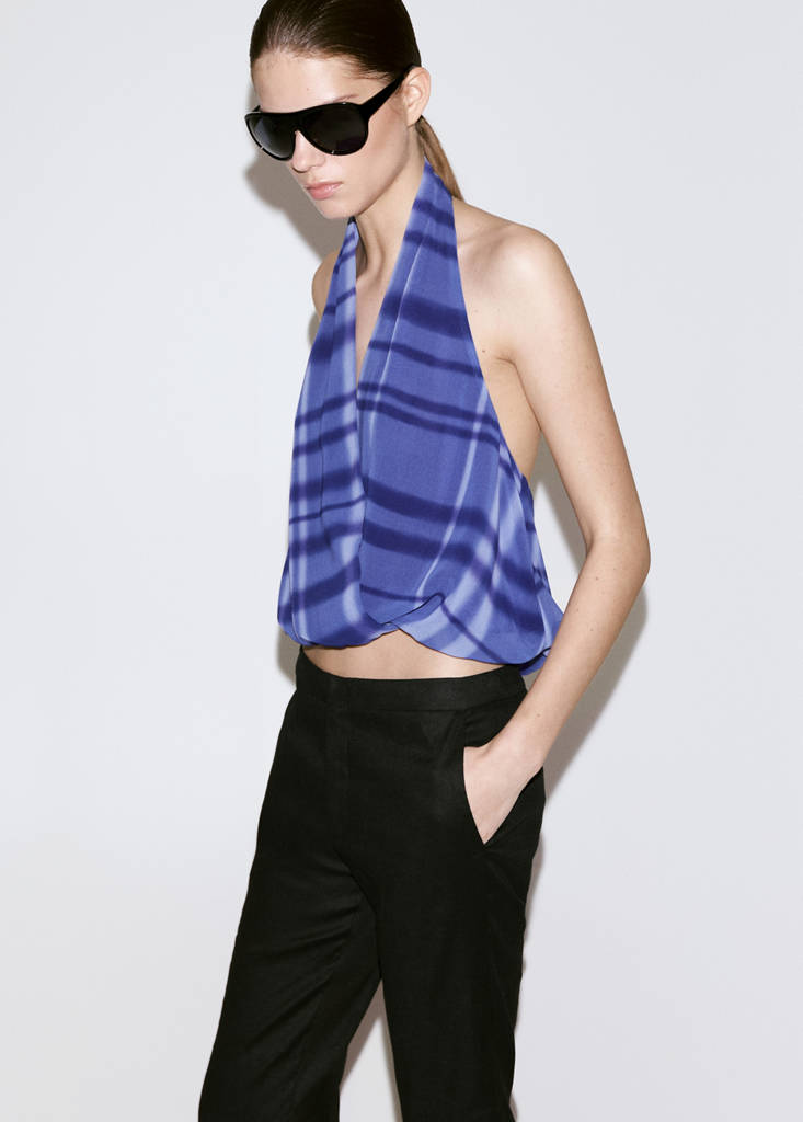 Halter-neck printed top — Blue