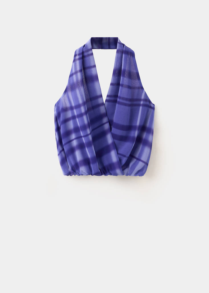 Halter-neck printed top — Blue