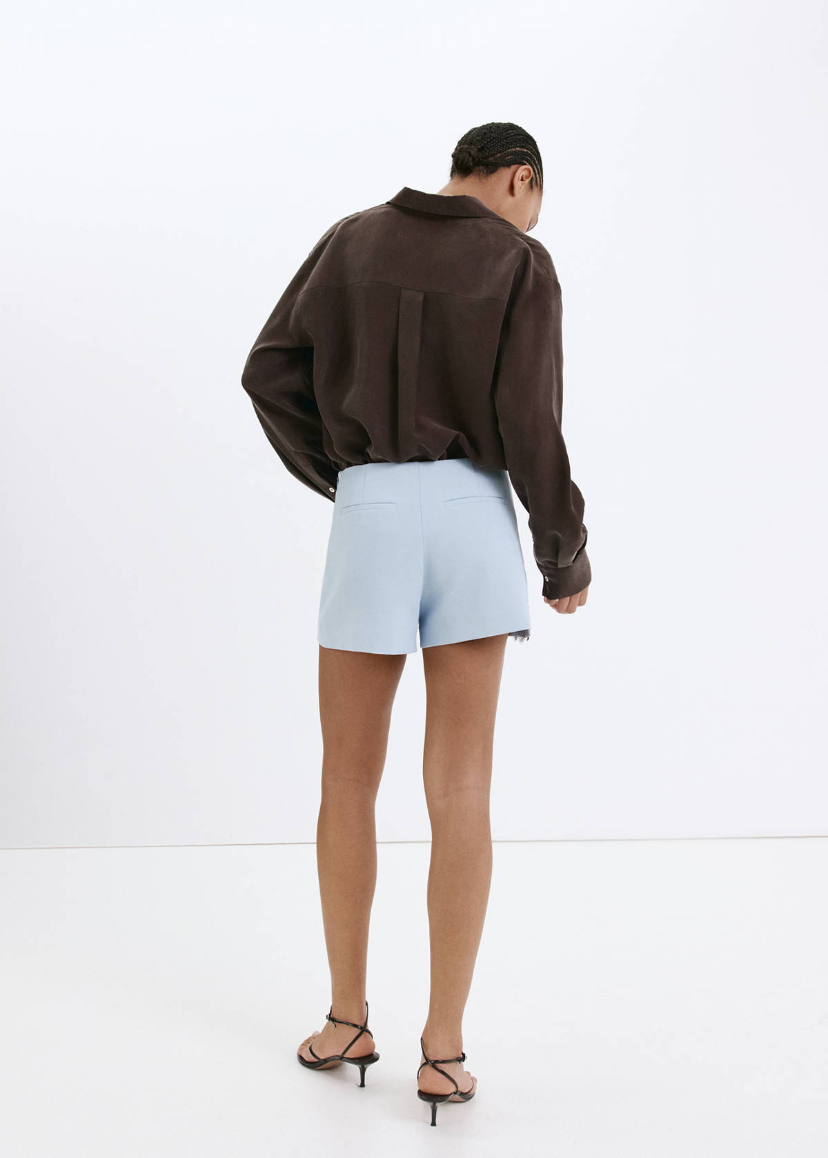 Straight shorts with lace detail — Sky Blue