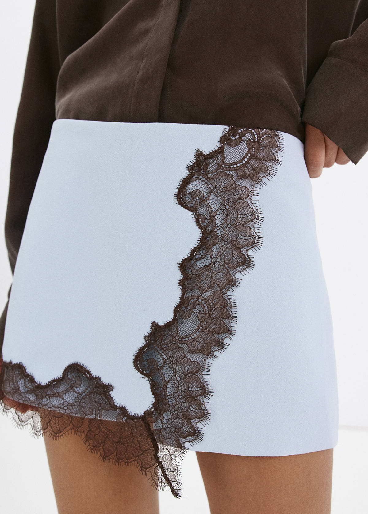 Straight shorts with lace detail — Sky Blue