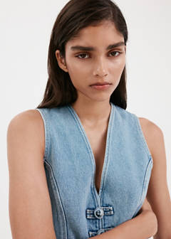 Toggle denim top with frogs — Medium Blue 6