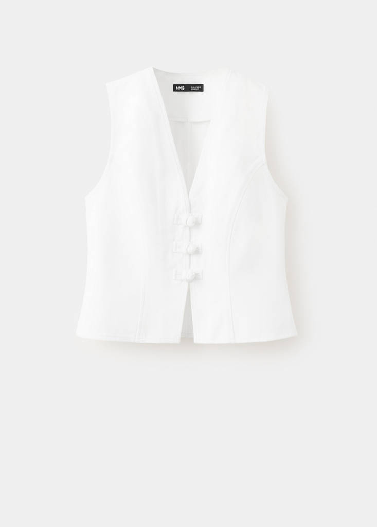 Toggle denim top with frogs — White