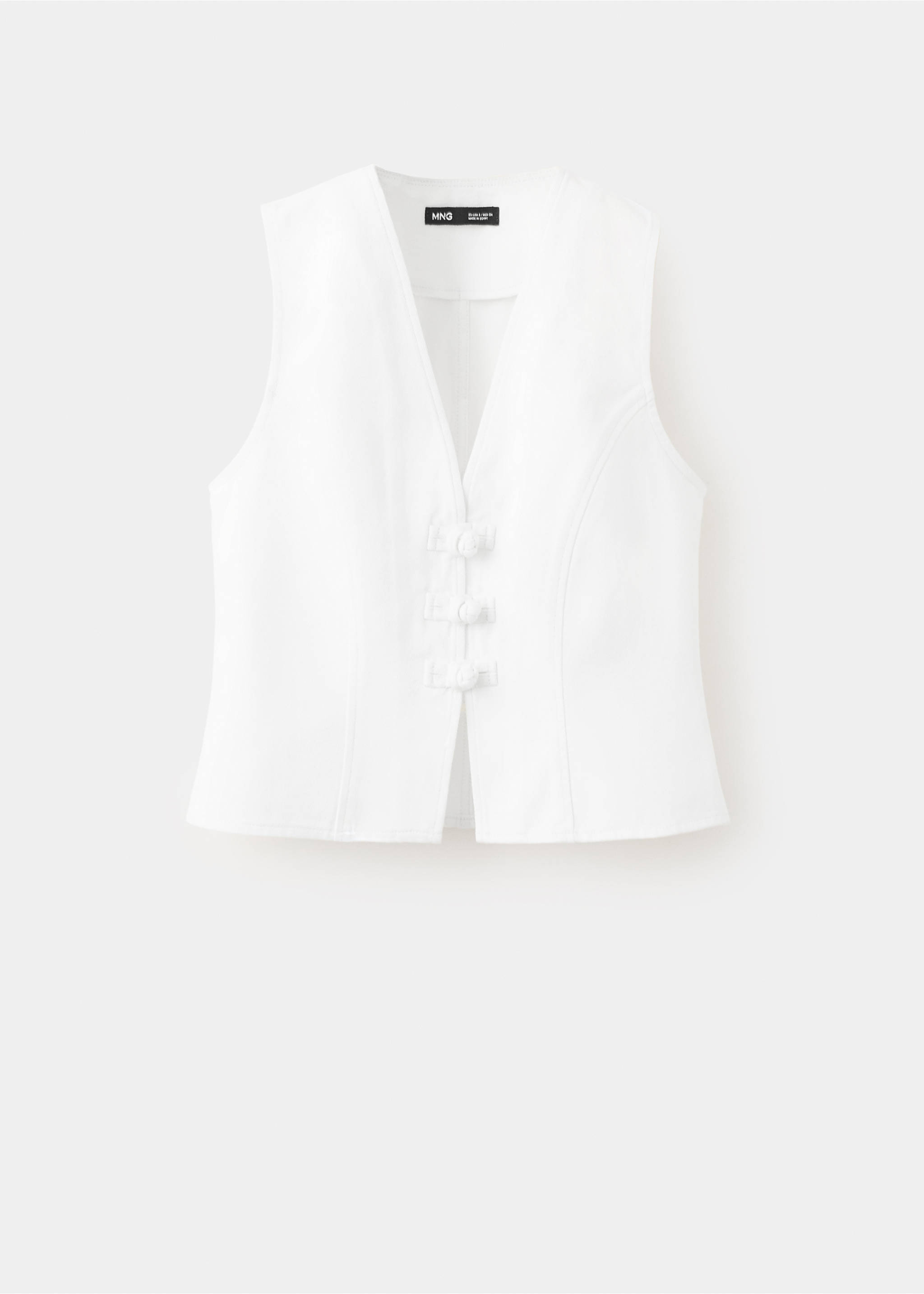 Toggle denim top with frogs - Article without model, White. Ref: 37041471-00.