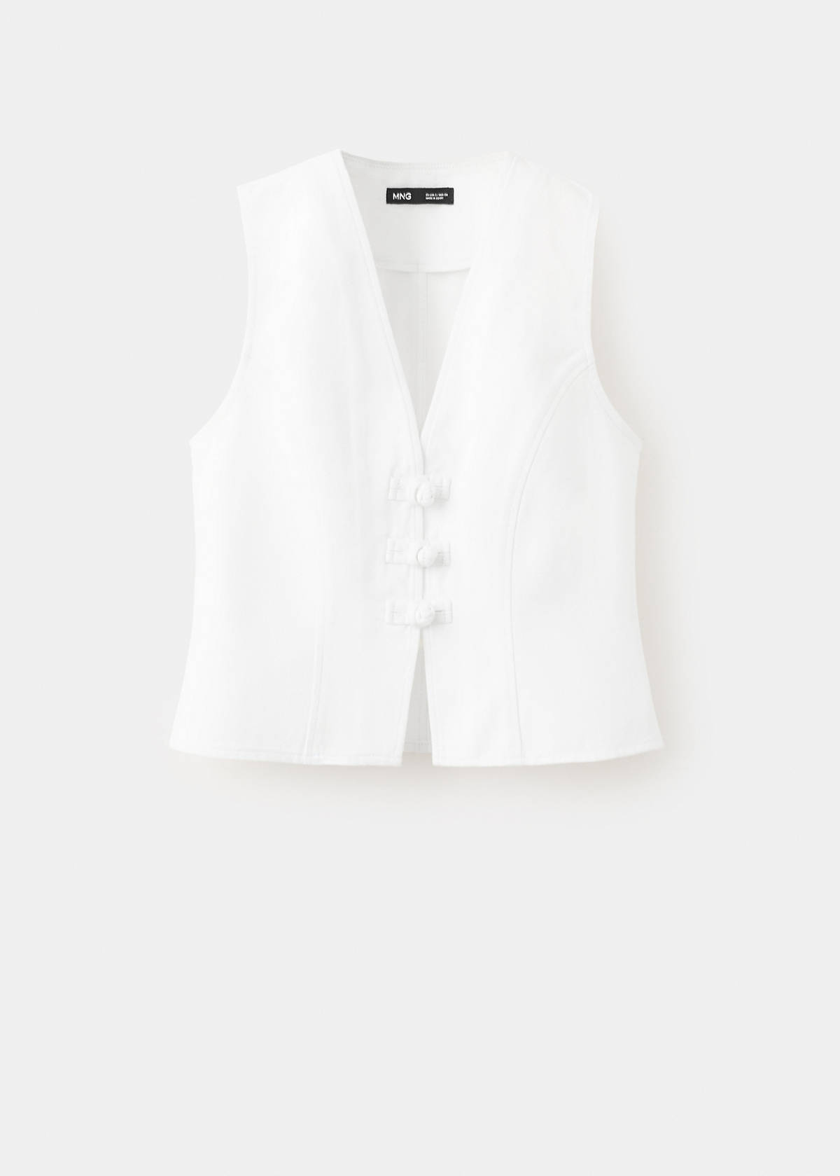 Toggle denim top with frogs — White