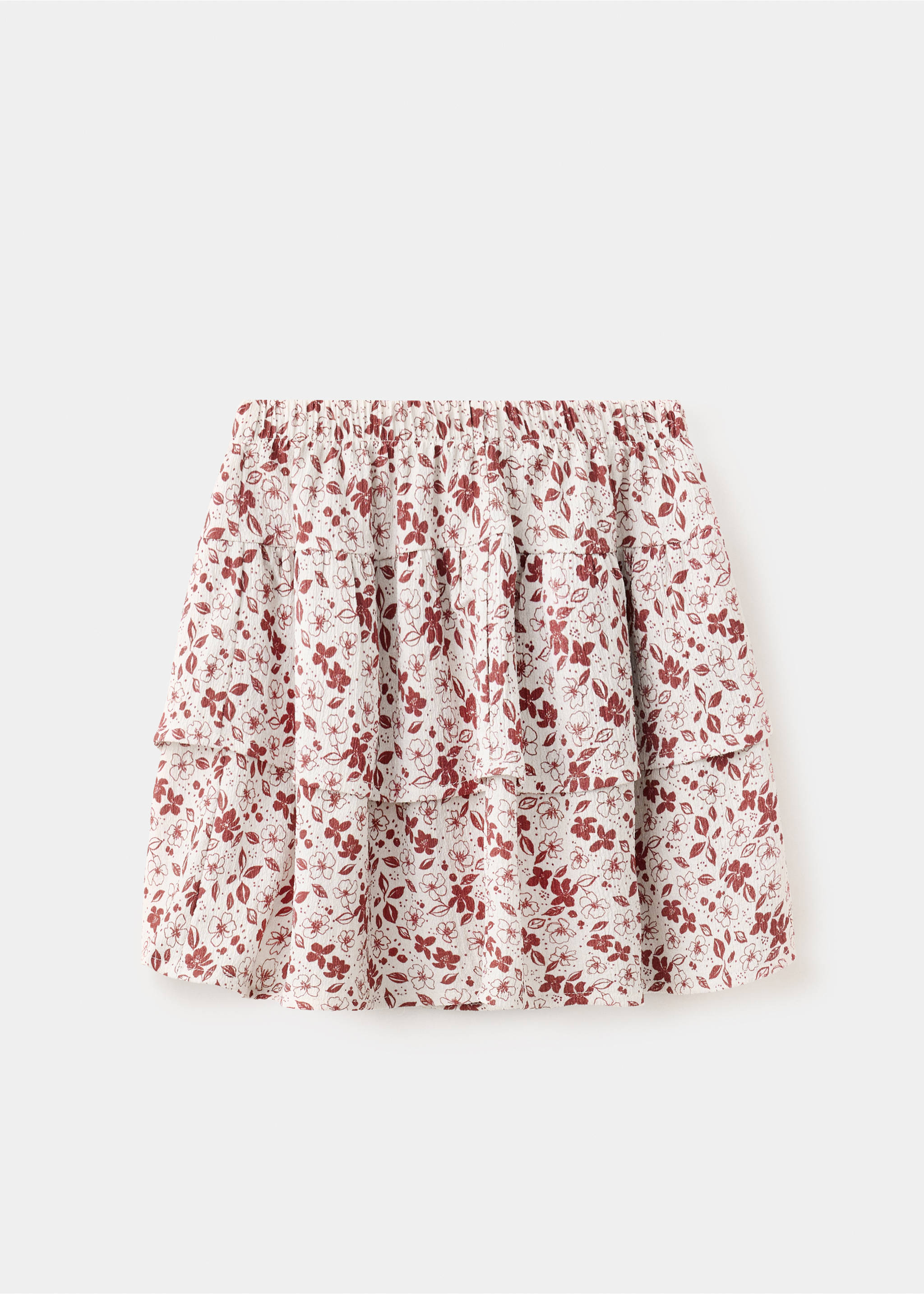 Floral-print ruffled skirt - Reverse of the article, Maroon. Ref: 37041475-00.