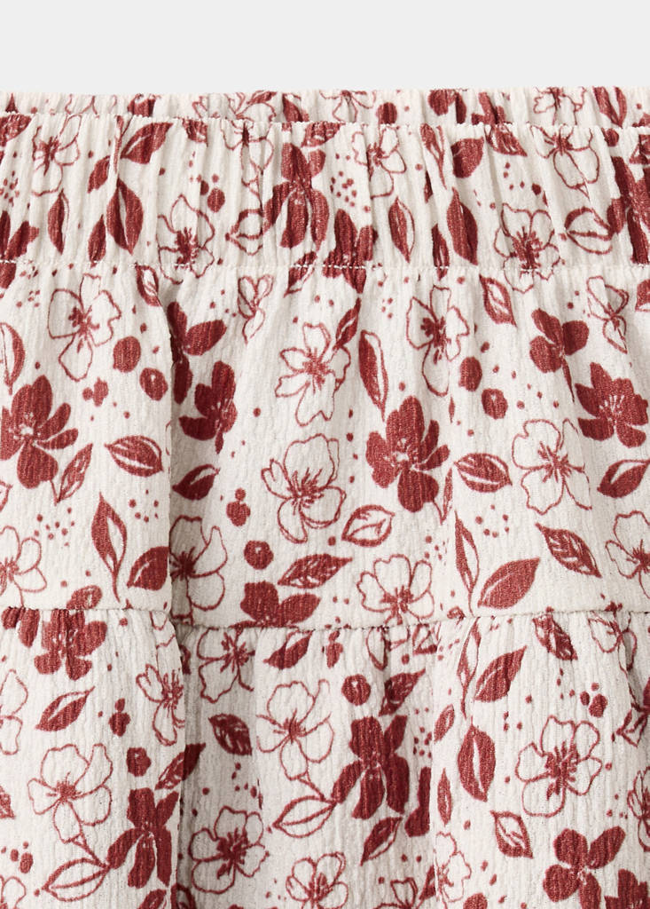 Floral print frill skirt — Maroon