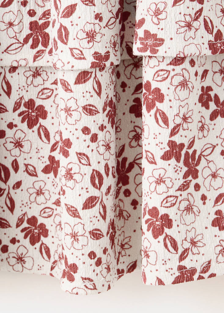 Floral print frill skirt — Maroon