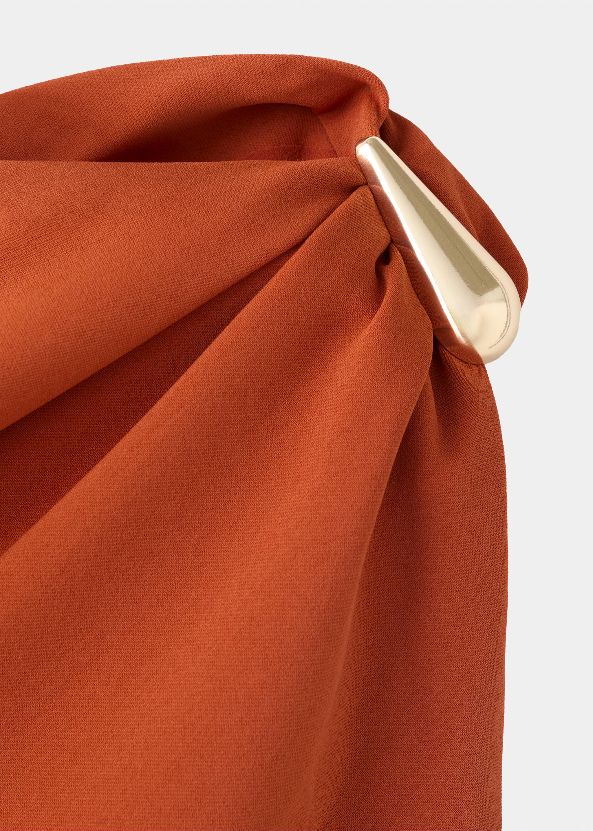 Vestido asimétrico fruncido - Detalle del artículo 8, Naranja. Ref: 37041476-00.