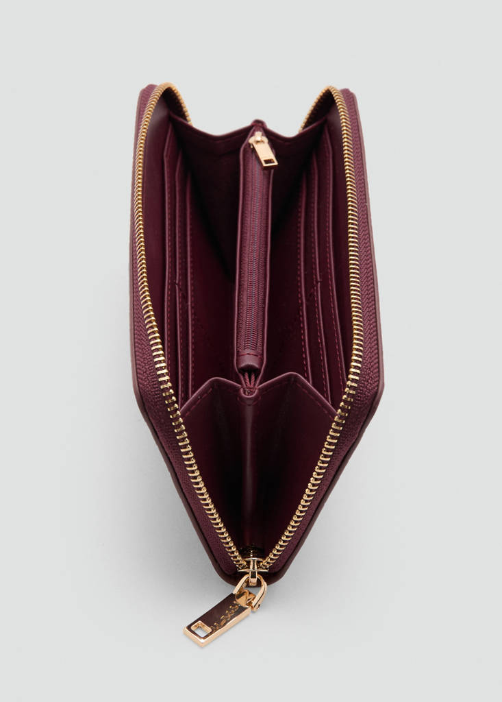 Large shiny croc-effect wallet — Burgundy