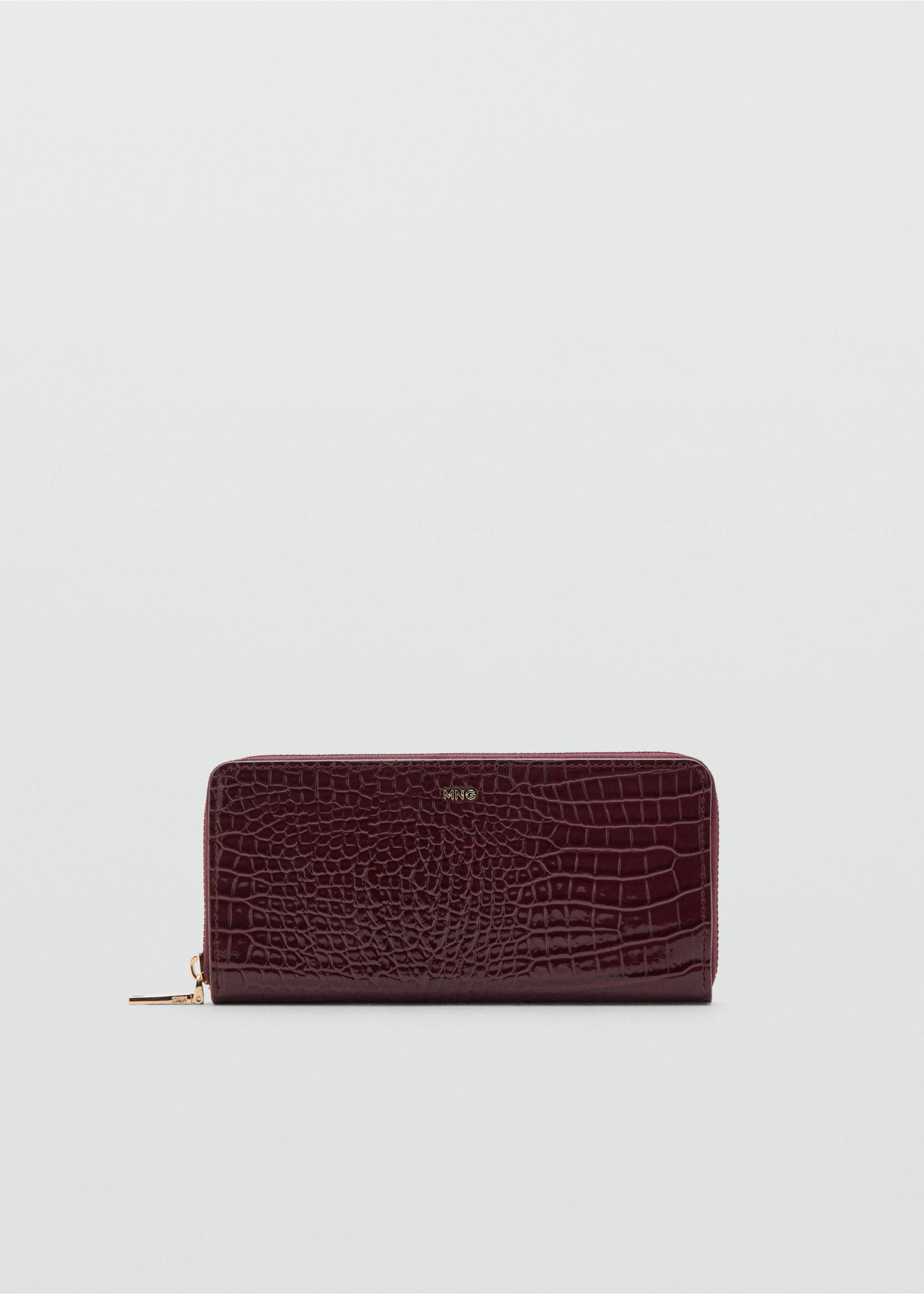 Large shiny croc-effect wallet - Article without model, Burgundy. Ref: 37041481-00.