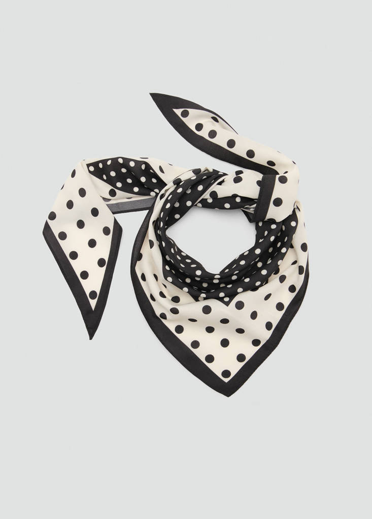 Satin check-print scarf — Black