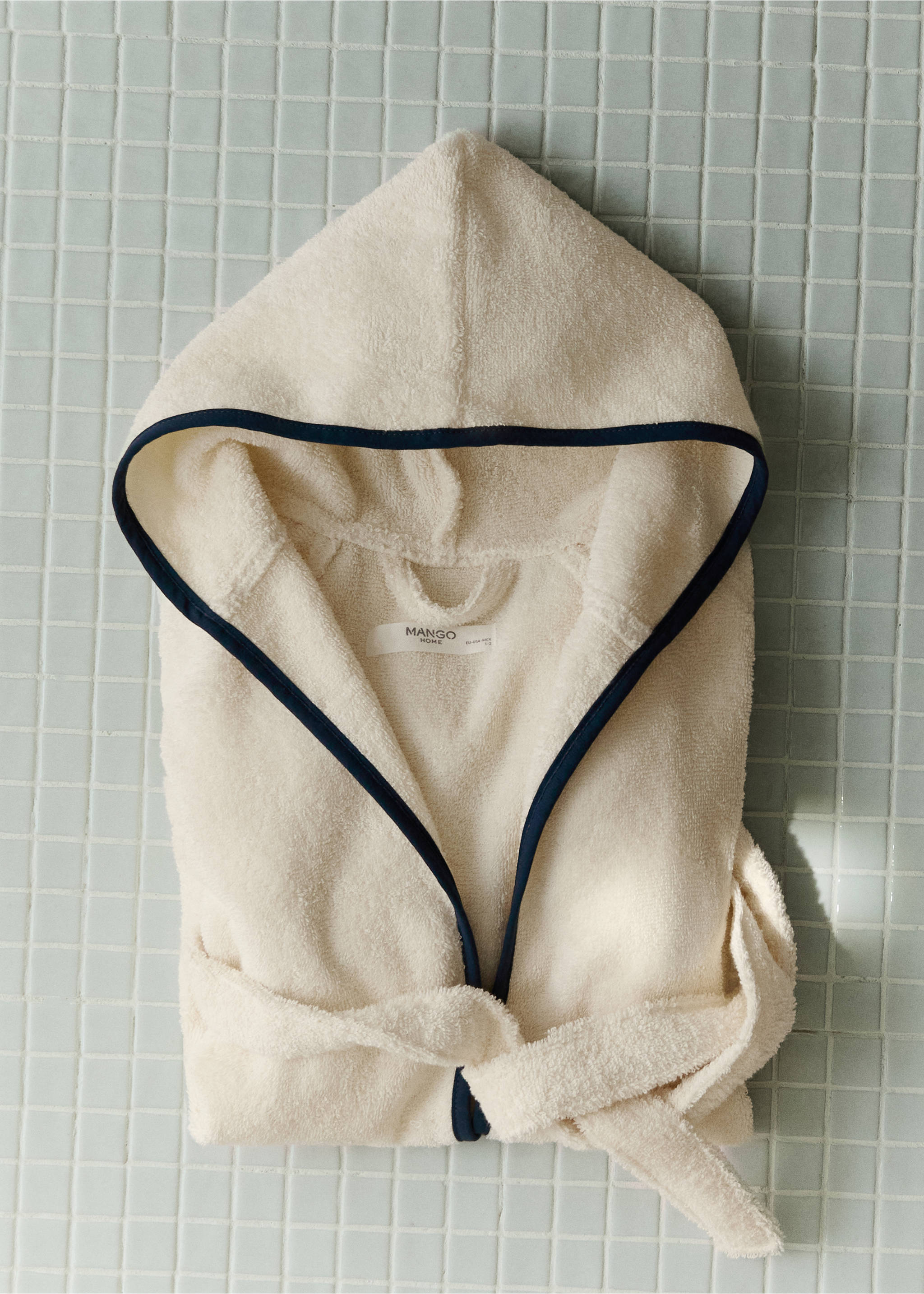 Children's cotton bathrobe with contrasting trim - General plane, Prussian Blue. Ref: 37041495-00.