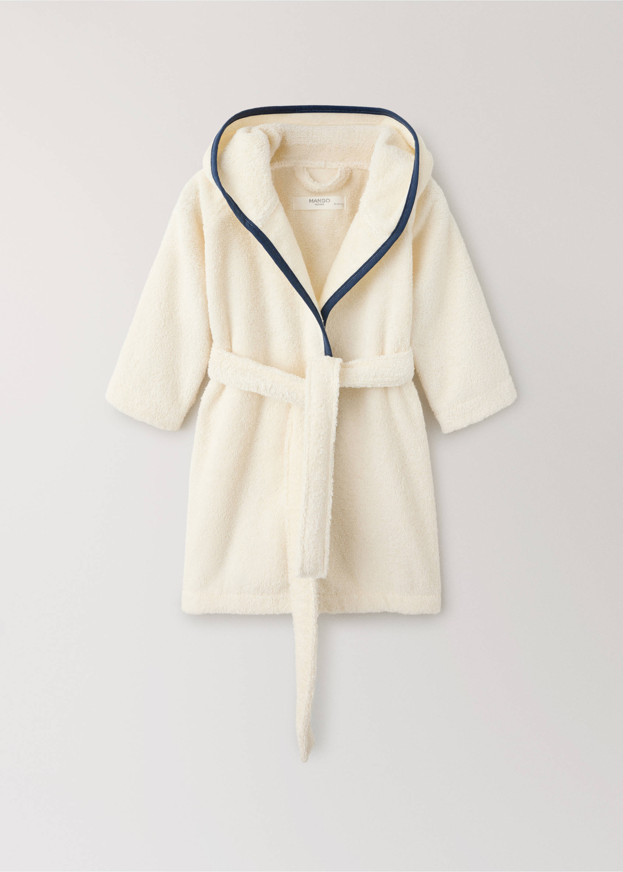 Children's cotton bathrobe with contrasting trim - Article without model, Prussian Blue. Ref: 37041495-00.
