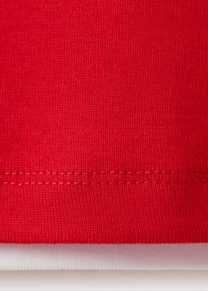 Two-tone contrast T-shirt — Red