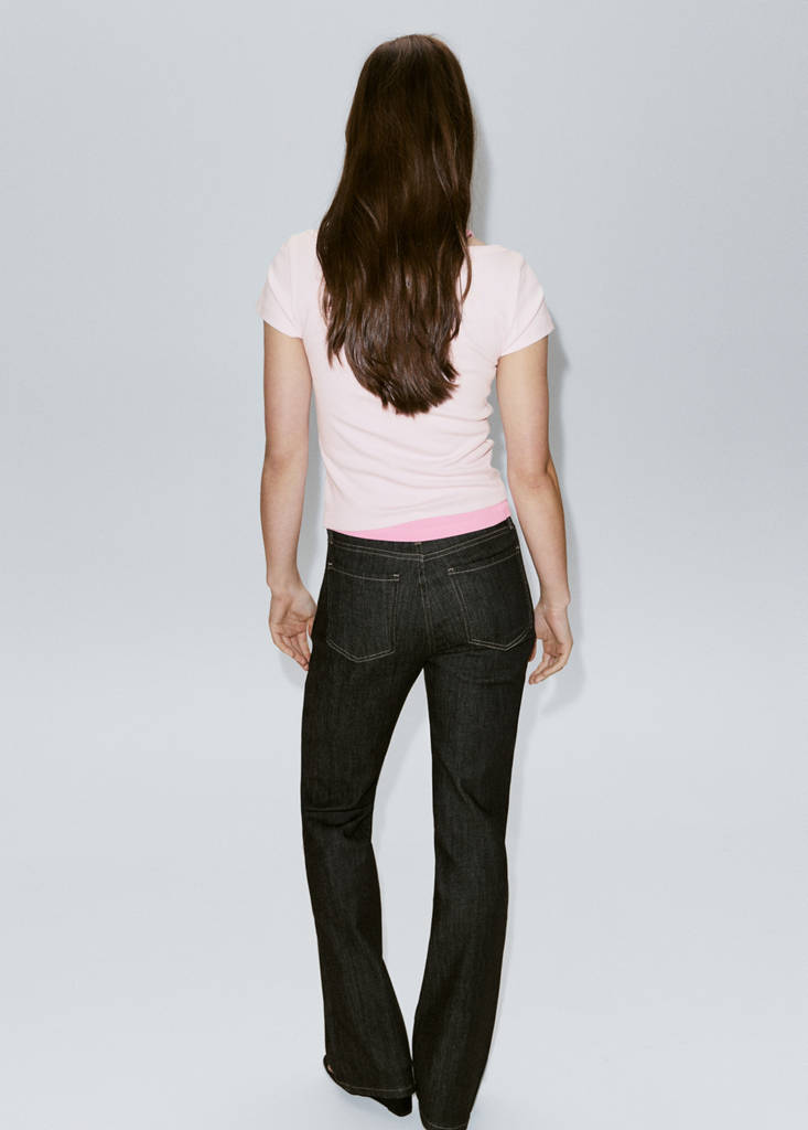 Two-tone contrast T-shirt — Pink