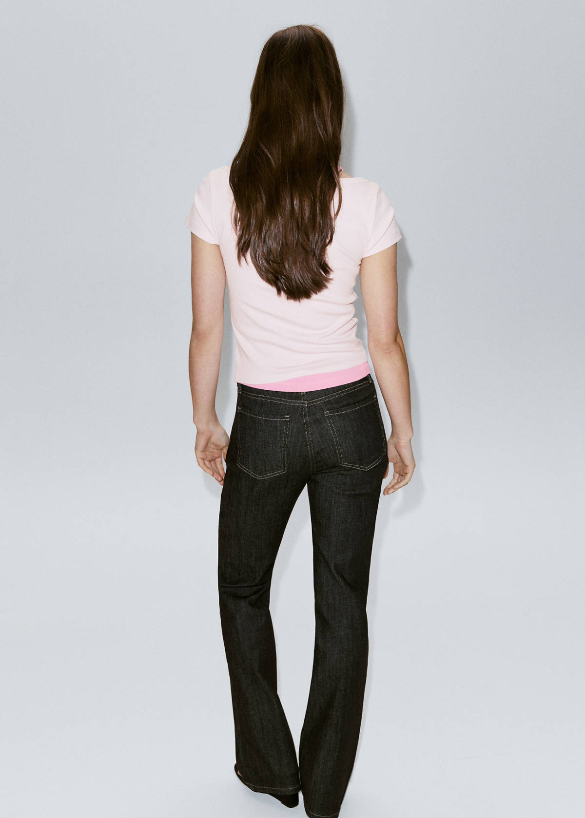 Two-tone contrast T-shirt — Pink
