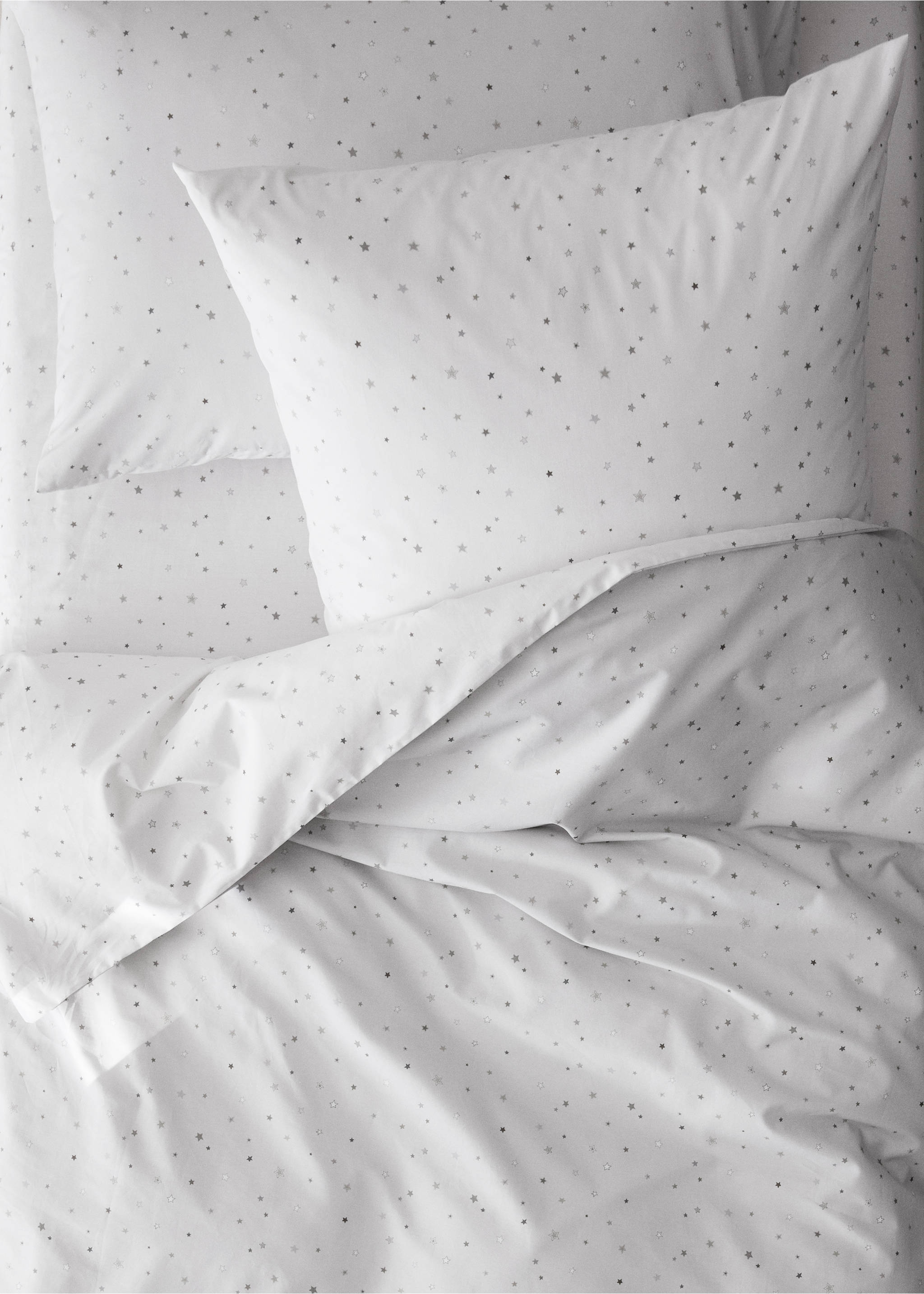 Kids’ 100% cotton star duvet cover for 90 cm bed - Details of the article 7, Sand. Ref: 37041498-00.