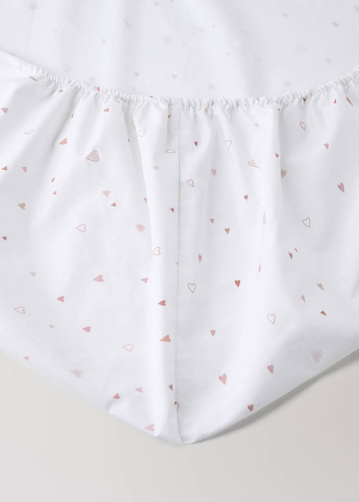 Printed cotton fitted sheet for a 90 cm bed — Nude