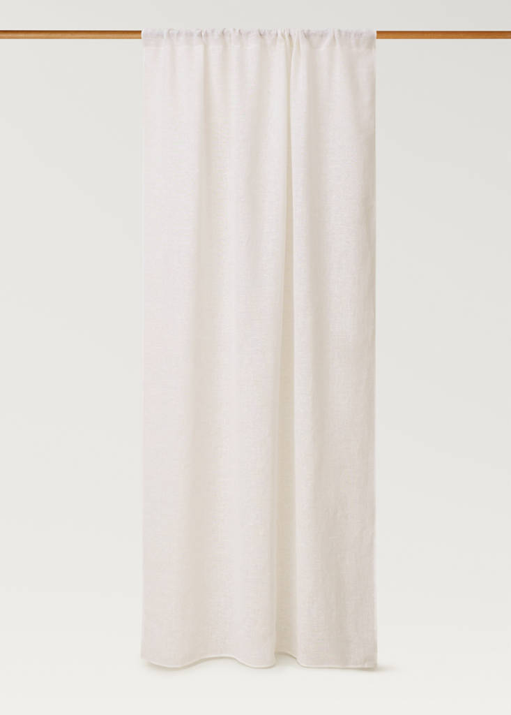 Linen curtain with structured weave, low opacity — Ecru