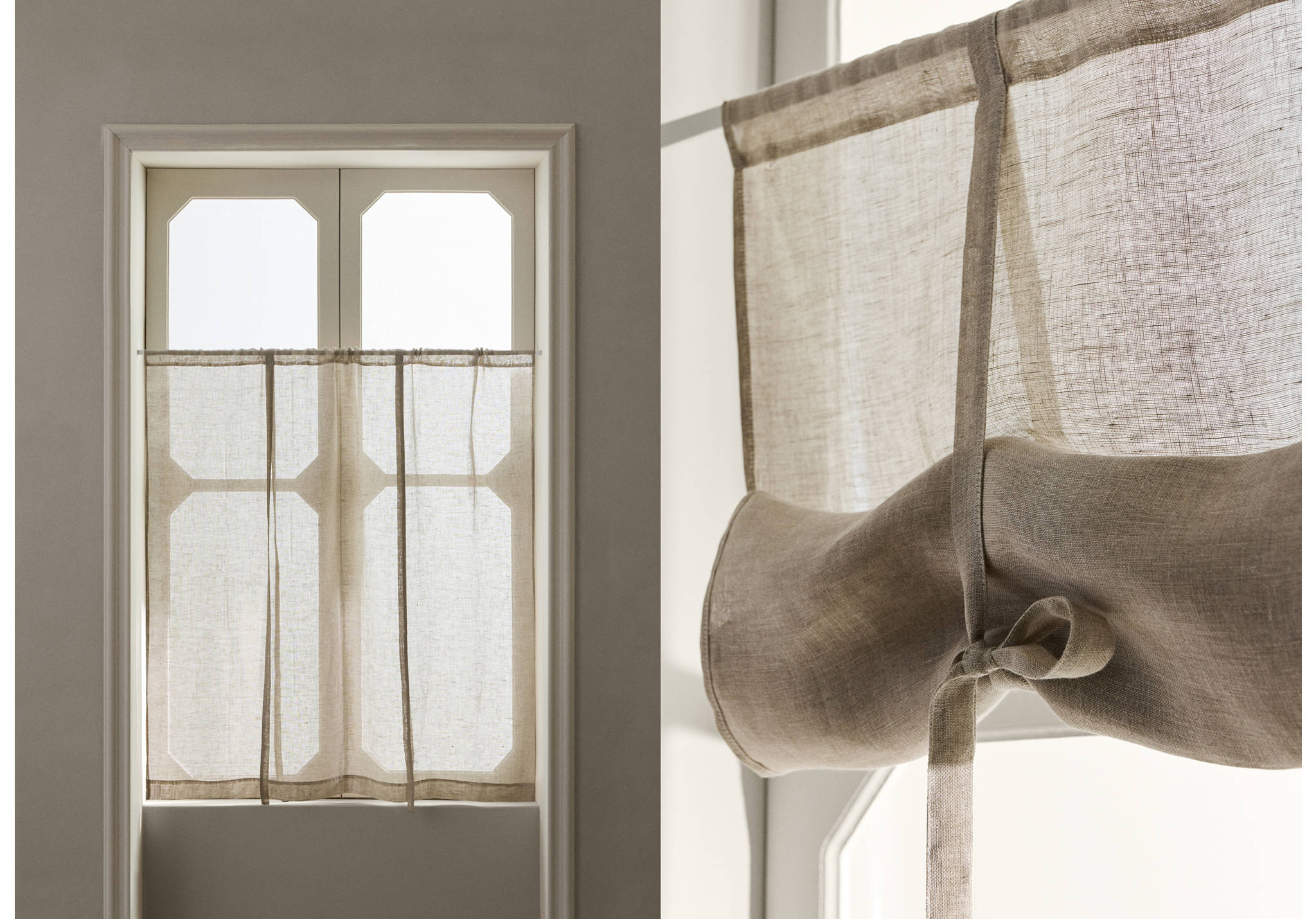 100% linen roller blind with low transparency - Panoramic plane