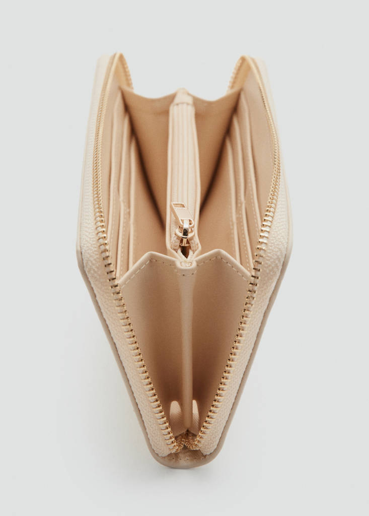 Large croc-effect wallet — Ecru