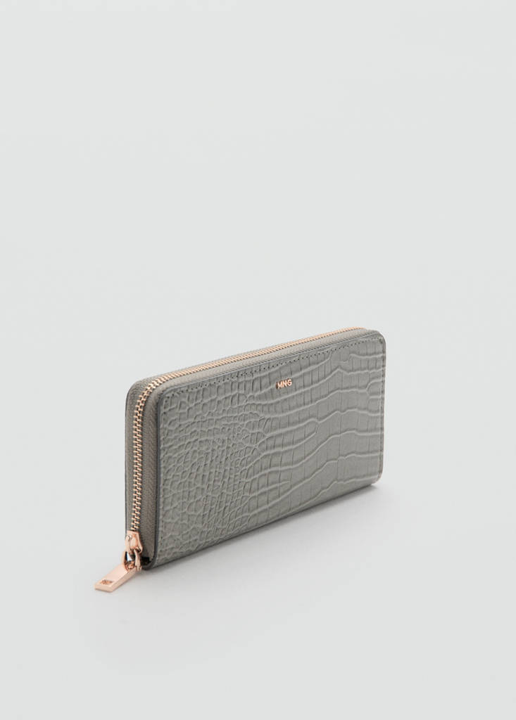Large croc-effect wallet — Grey